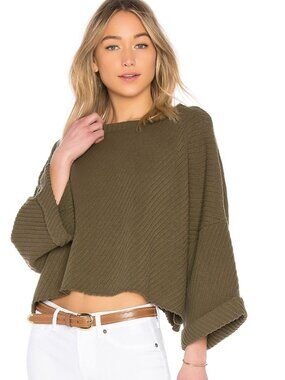 Free People n I Can't Wait Sweater in Moss Green Small Like New